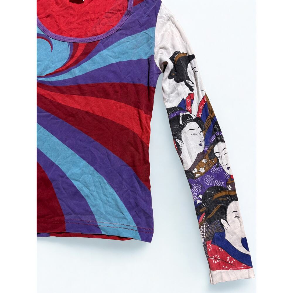 Vtg Y2k Custo Barcelona Red Purple Swirl Print Geisha… - Gem